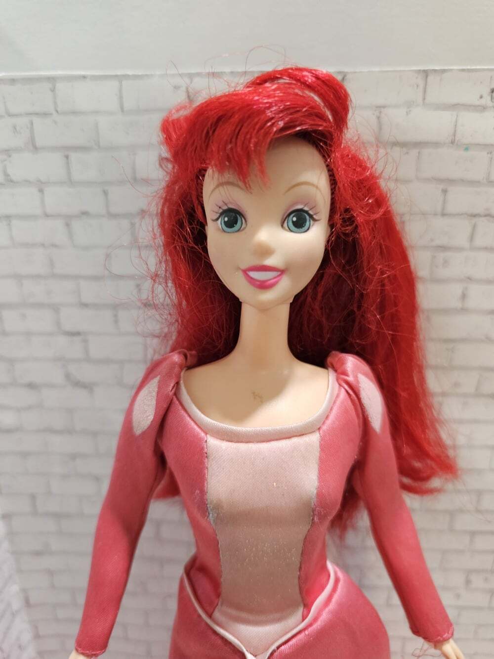 2001 Mattel Disney Sparkling Ariel Doll Pink Gown Little Mermaid Vintage 11.5"